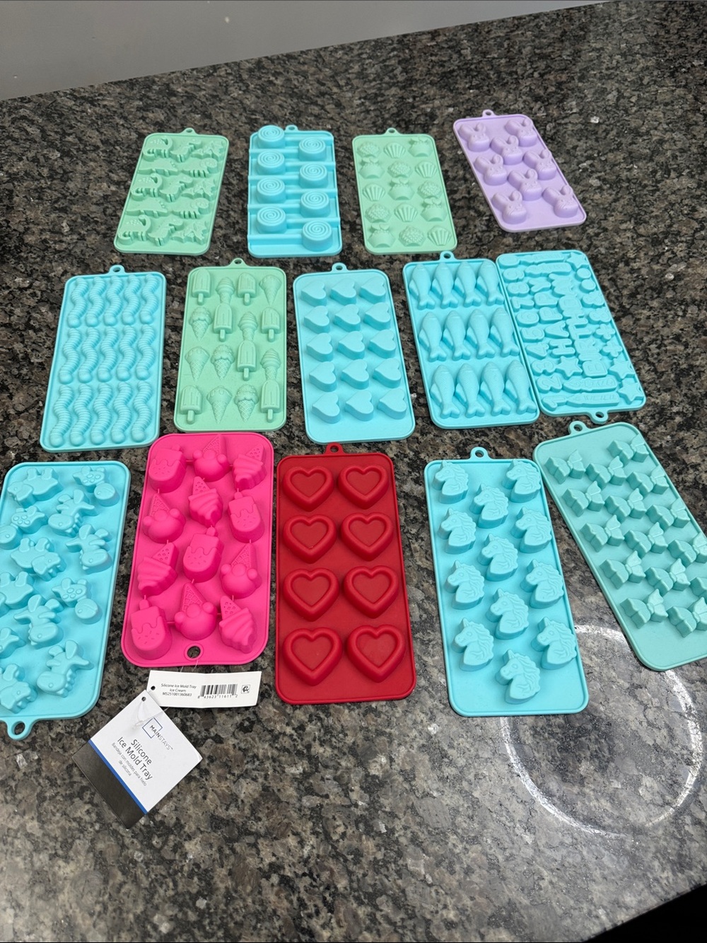 Silicone Candy & Ice Mold Set — Assorted 14 molds hearts lollipop butterfly